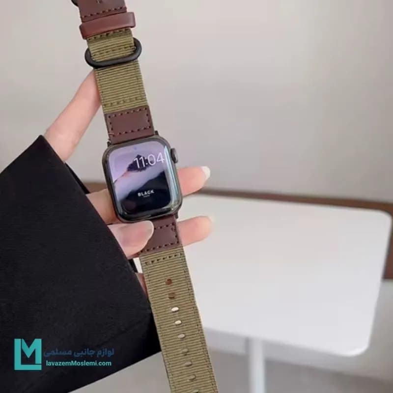 بند اپل واچ چرم و نایلون کد W1159 | لوازم جانبی مسلمی — تصویر ۵
