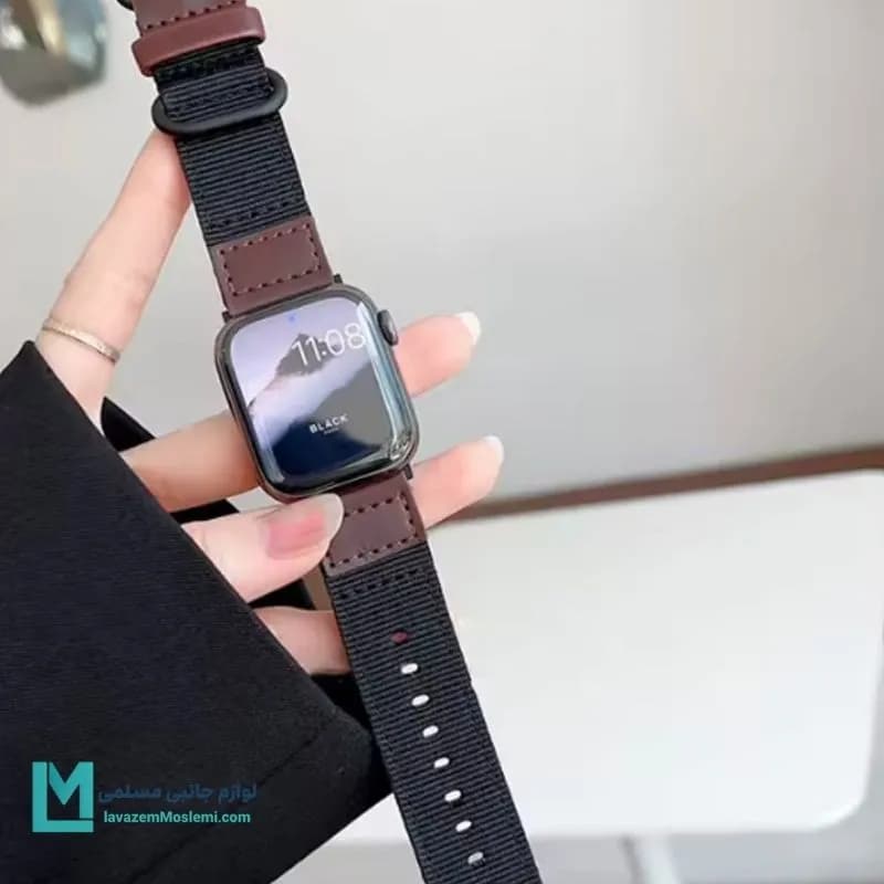 بند اپل واچ چرم و نایلون کد W1159 | لوازم جانبی مسلمی — تصویر ۳