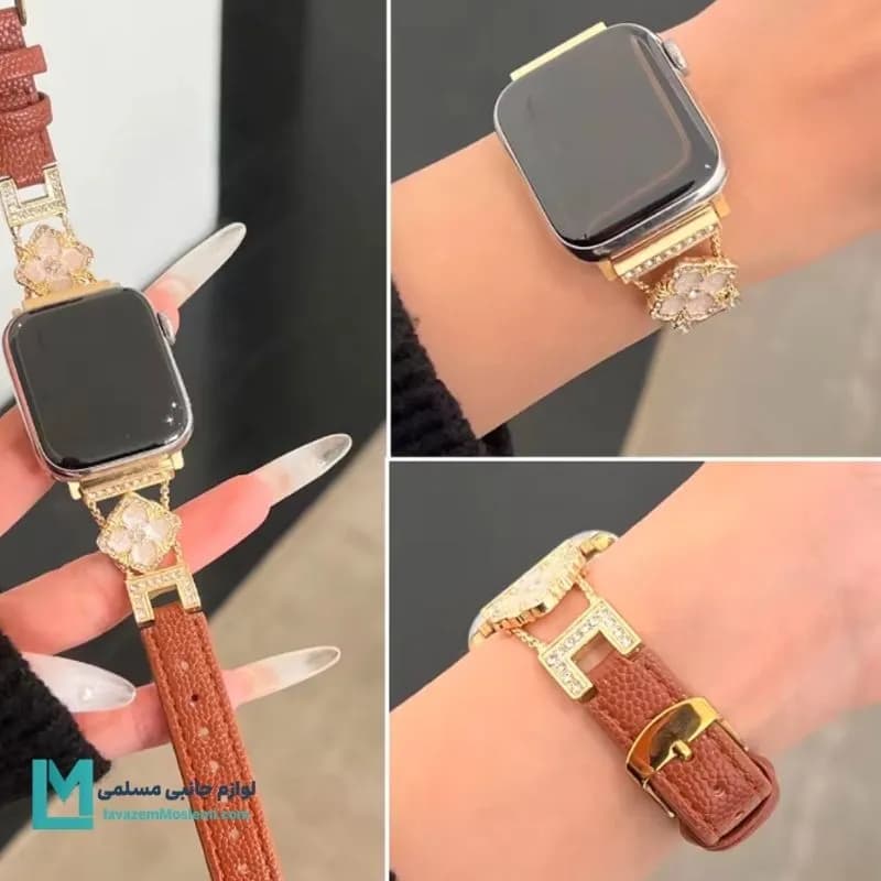 بند اپل واچ لدر و گل شنل کد W1151 | لوازم جانبی مسلمی — تصویر ۲