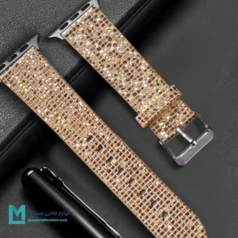 بند اپل واچ چرم سواروفسکی 2025 کد W1147 | لوازم جانبی مسلمی — تصویر ۲