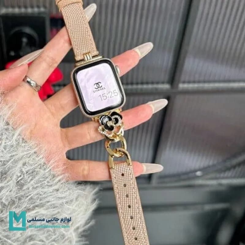 بند اپل واچ چرم و کارتیر گل شنل کد W1137 | لوازم جانبی مسلمی — تصویر ۶