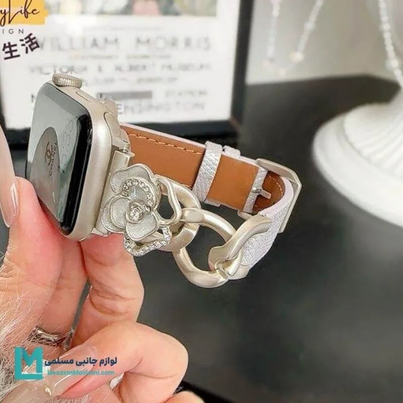 بند اپل واچ چرم و کارتیر گل شنل کد W1137 | لوازم جانبی مسلمی — تصویر ۵