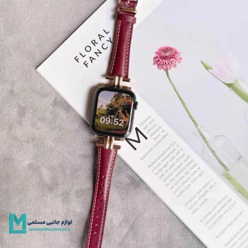 بند اپل واچ چرم گوچی استایل چری کد W1135 | لوازم جانبی مسلمی
