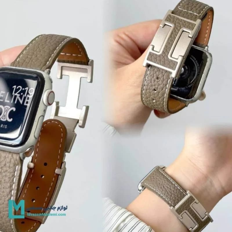 بند اپل واچ چرم قفل هرمس کد W1129 | لوازم جانبی مسلمی — تصویر ۲