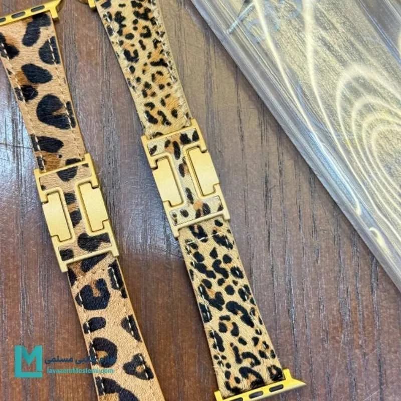 بند اپل واچ چرم قفل هرمس پلنگی کد W1128 | لوازم جانبی مسلمی — تصویر ۲