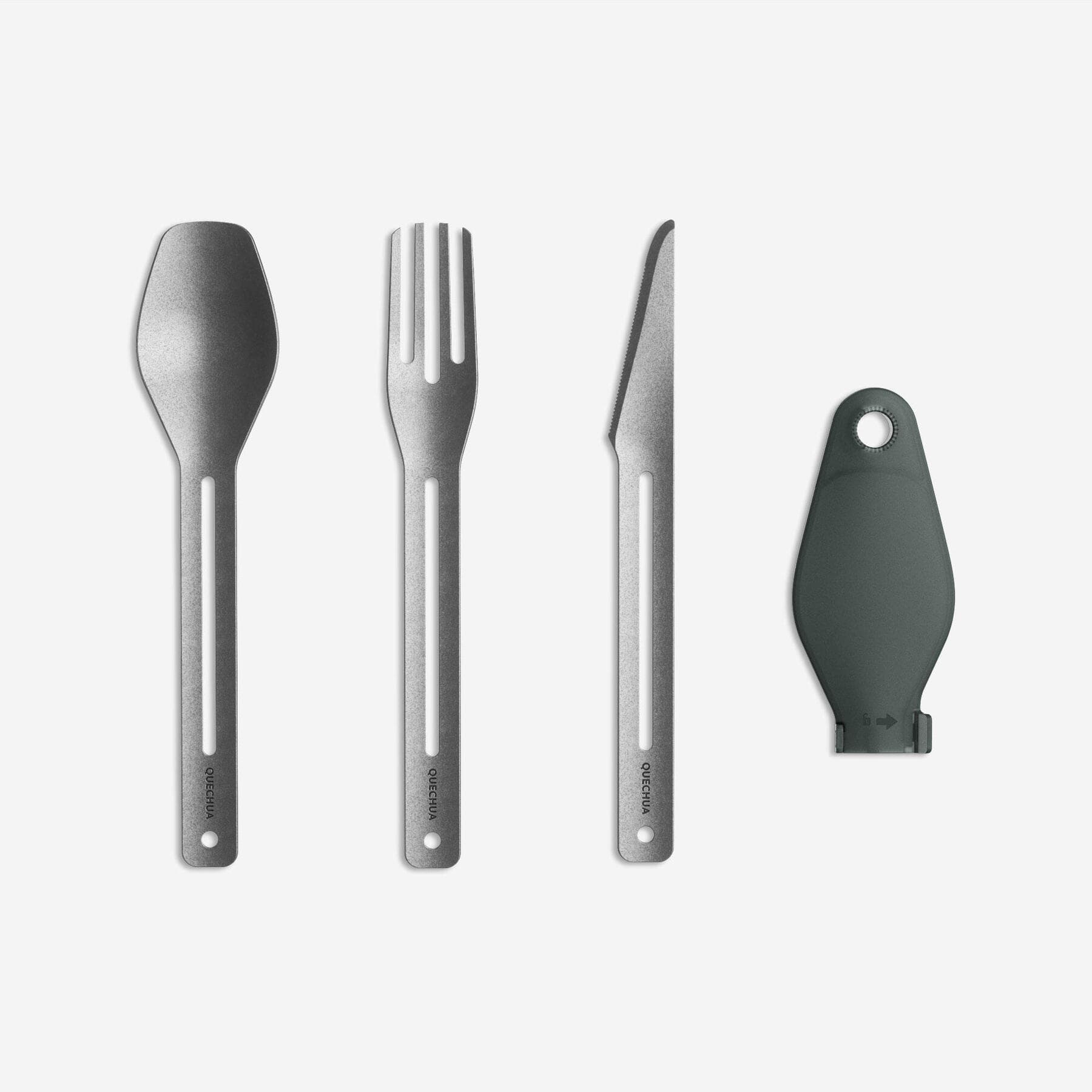ست قاشق و چنگال کچوا با کارد Quechua Storage Boxed Table Set – 3 Piece – Stainless Steel