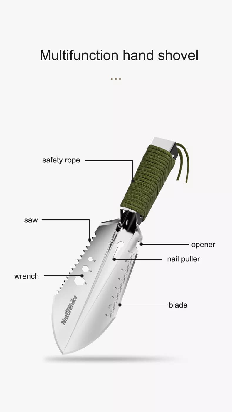 بیلچه نیچرهایک چند منظوره – استیل Naturehike Multi-functional outdoor hand shovel – NH20GJ001 — تصویر ۷