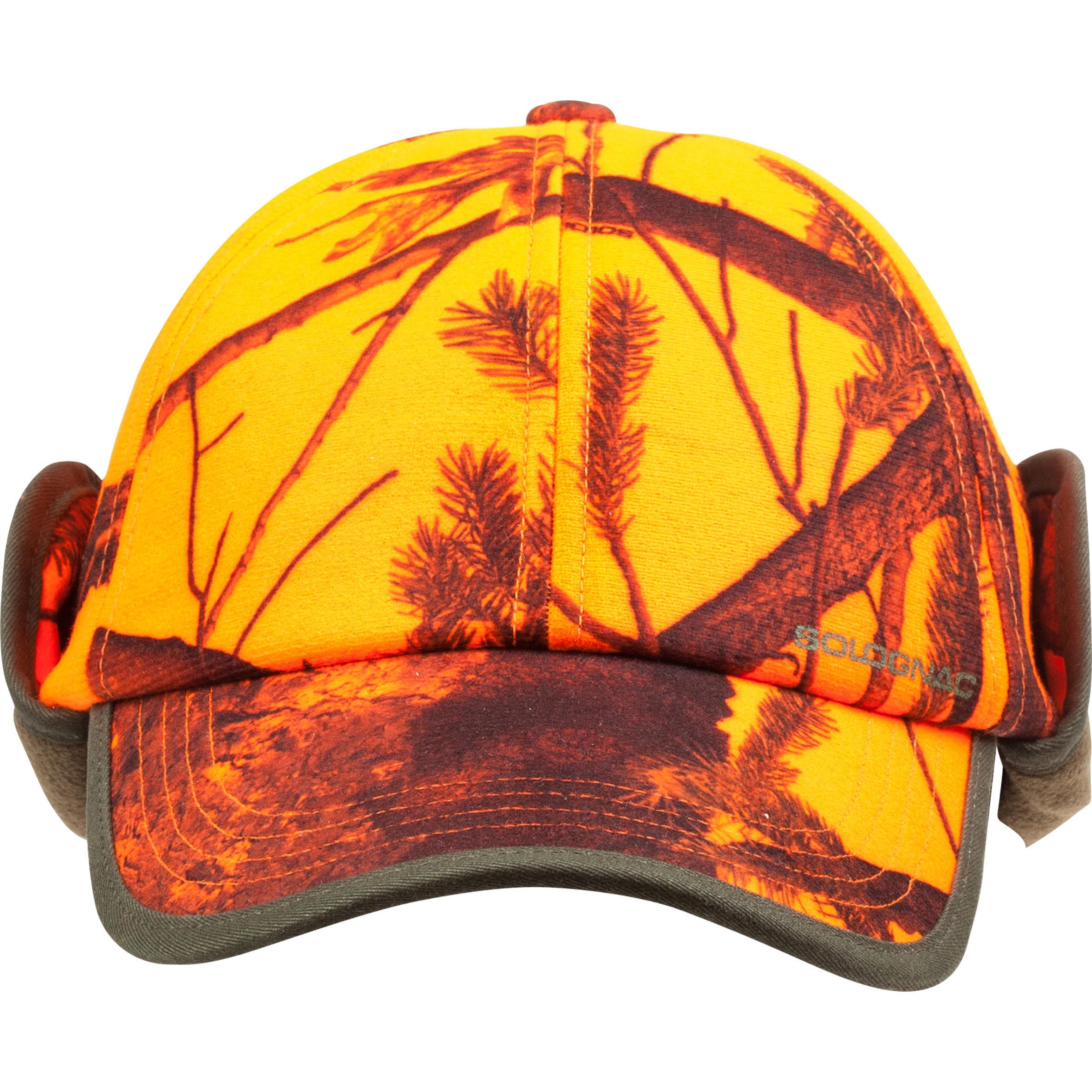 کلاه شکار سولوگناک – هدبند دار طرح استتار Solognac Eared Hat – Hunting and Nature Observation – Orange / Camouflage Pattern — تصویر ۲