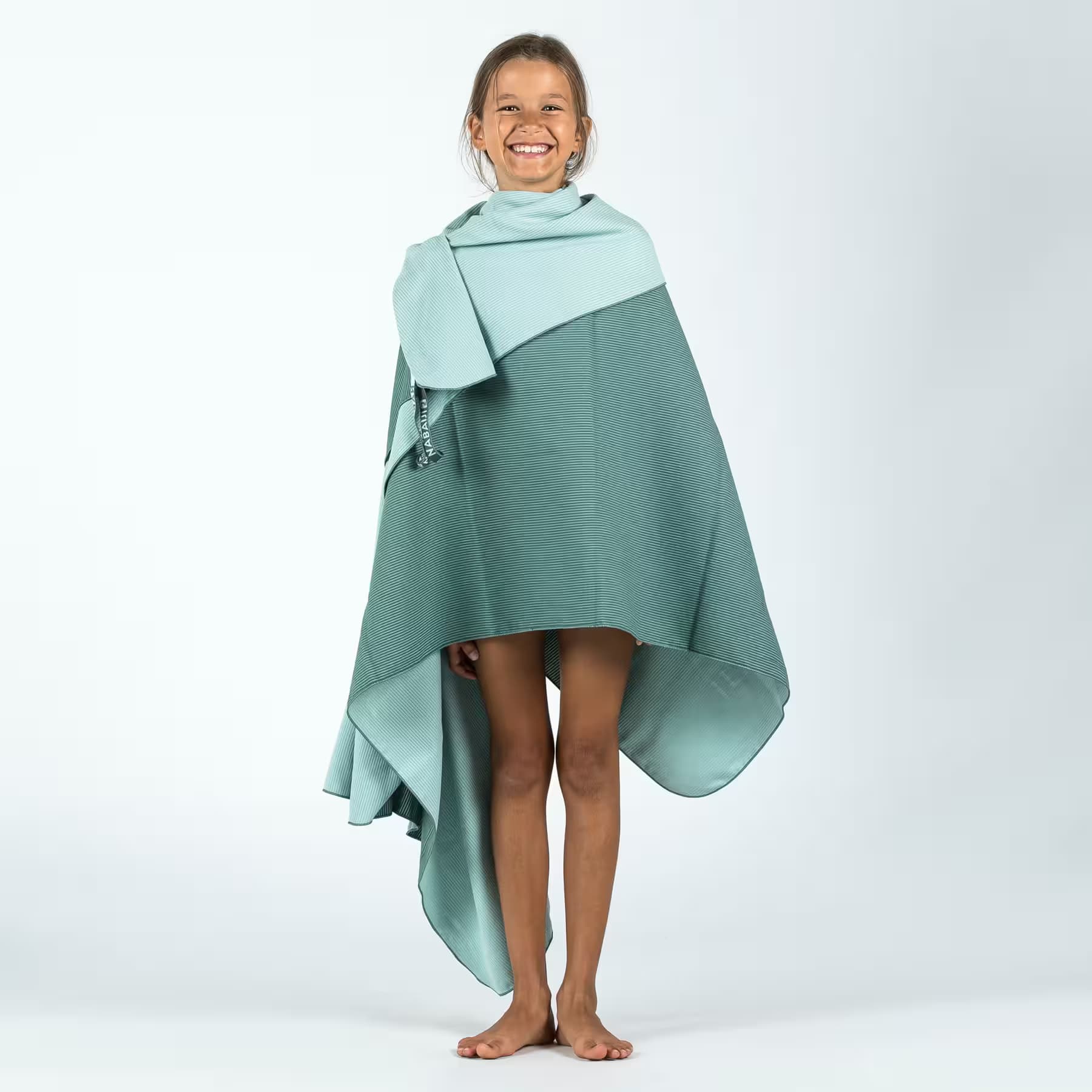 حوله نابایجی مایکروفایبر دکتلون – سبز راه راه Nabaiji Microfiber Sea Towel Dark Green / Green Stripes 110 x 175 cm XL — تصویر ۵
