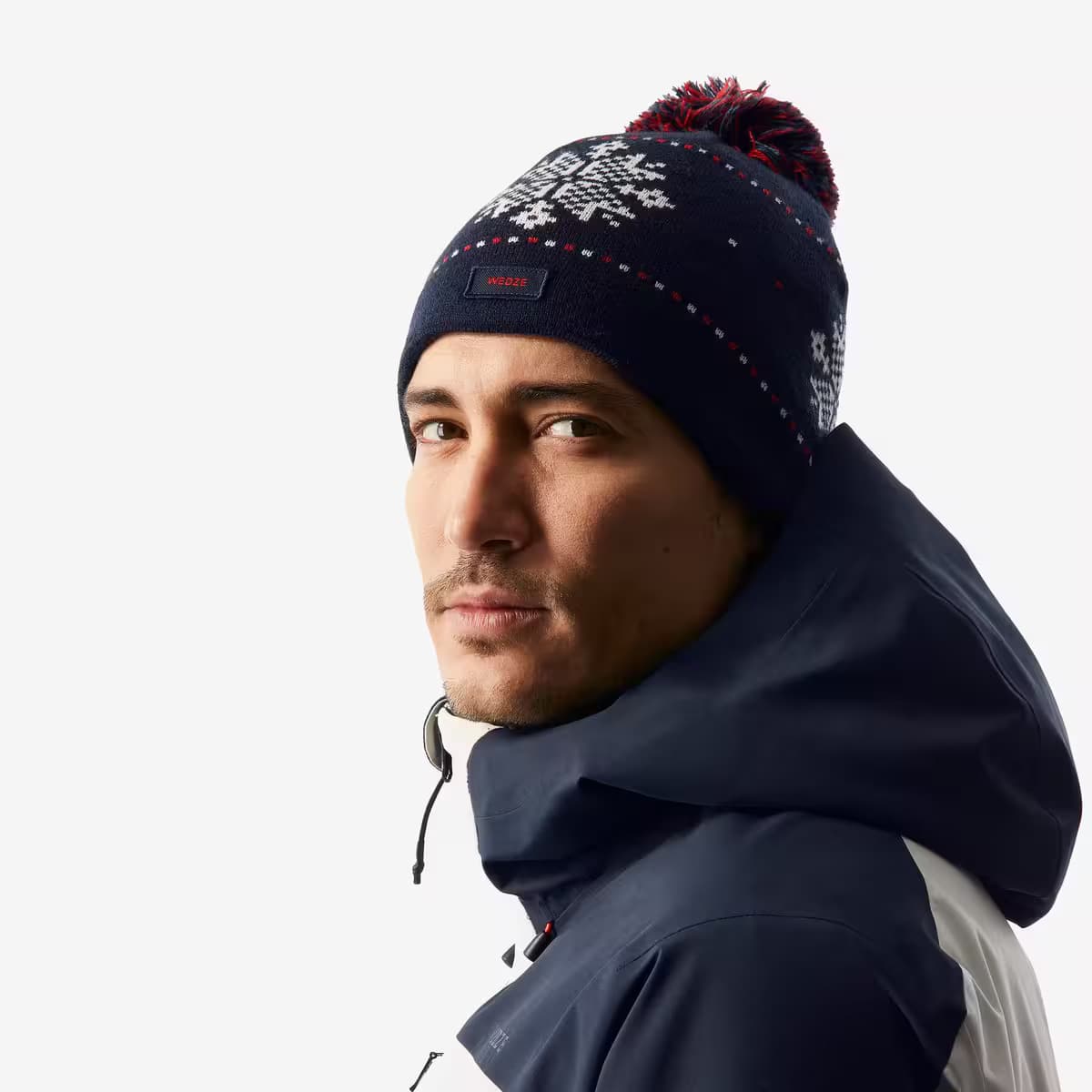 کلاه اسکی و شهری ودزی – دکتلون Wedze Adult Jacquard Ski Beanie – Blue — تصویر ۲