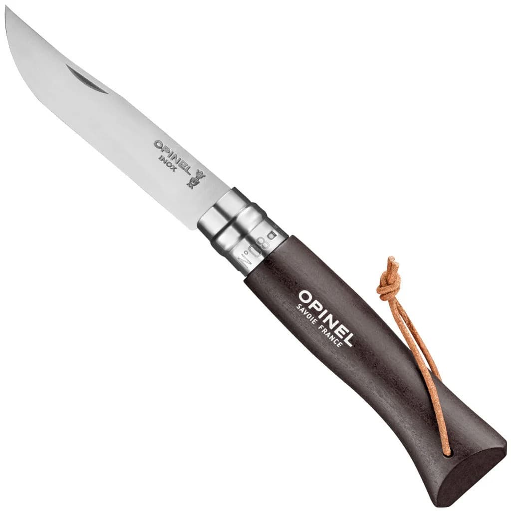 چاقو اپینل 08 استنلس با بند Opinel No.08 Stainless Steel Folding Knife with Lanyar – Dark Brown