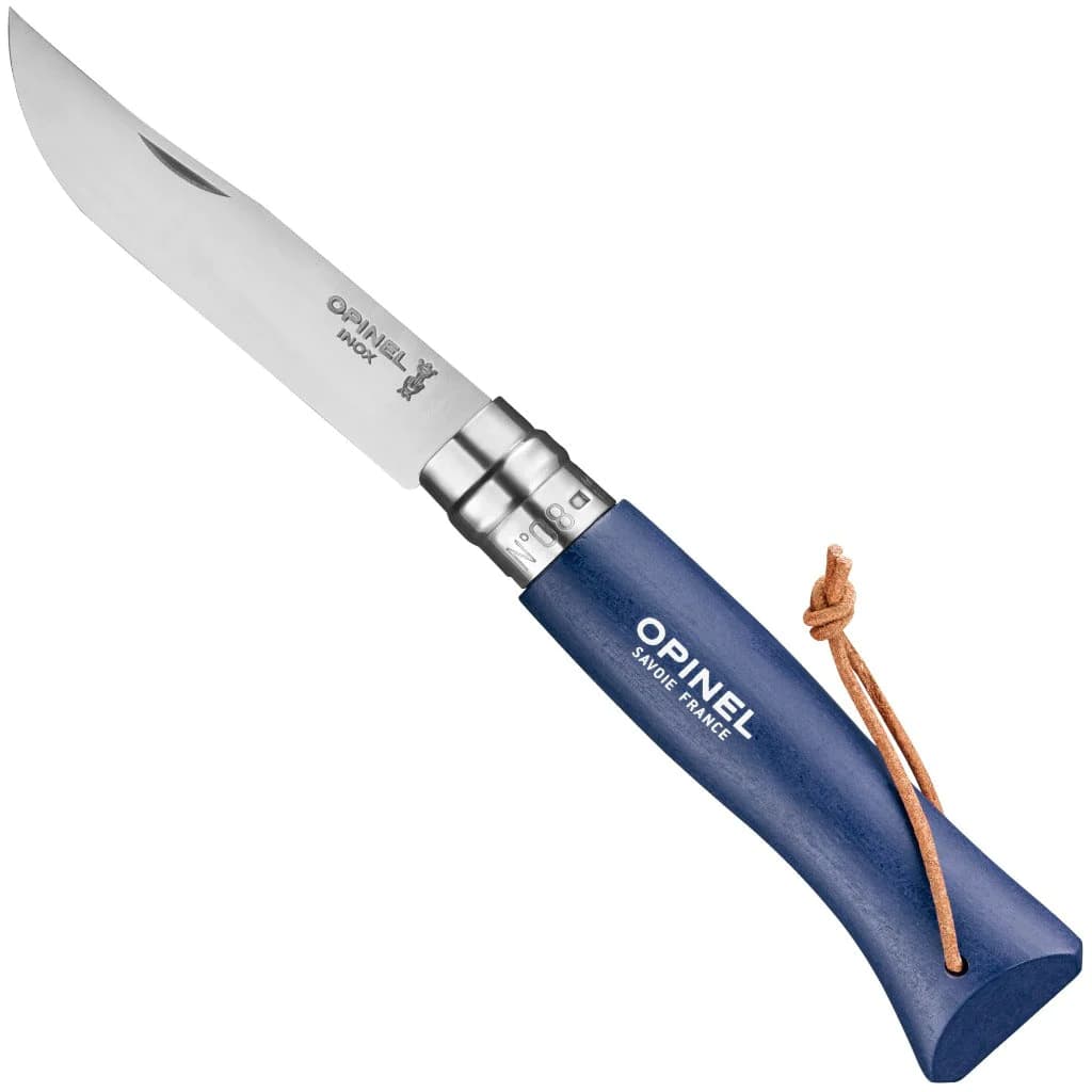 چاقو اپینل 08 استنلس با بند Opinel No.08 Stainless Steel Folding Knife with Lanyar – Deep Blue