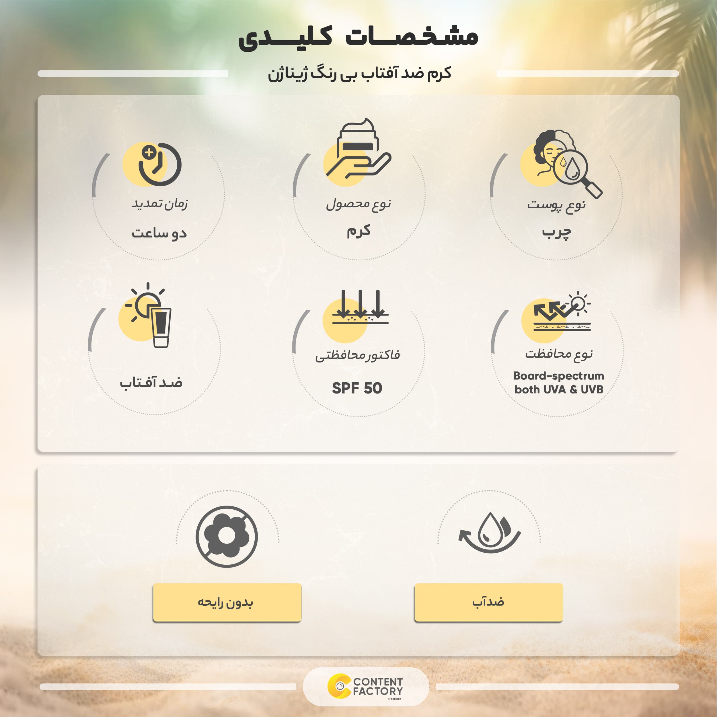 کرم ضد آفتاب بی رنگ SPF50 مناسب پوست چرب و مختلط ژیناژن GINAGEN — تصویر ۳