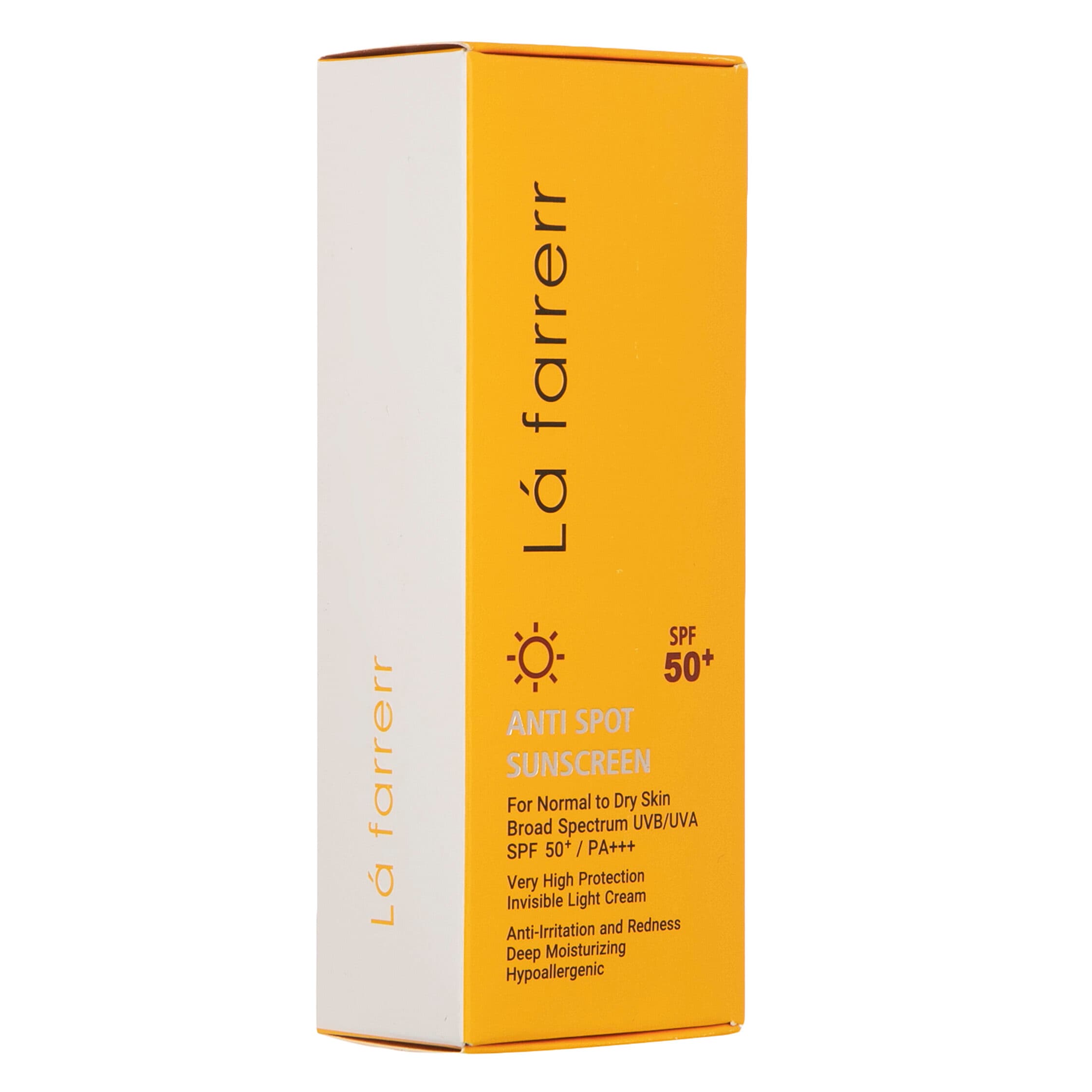 کرم ضدآفتاب و ضد لک بی رنگ SPF 50 مناسب پوست خشک و معمولی لافارر La farrerr — تصویر ۳