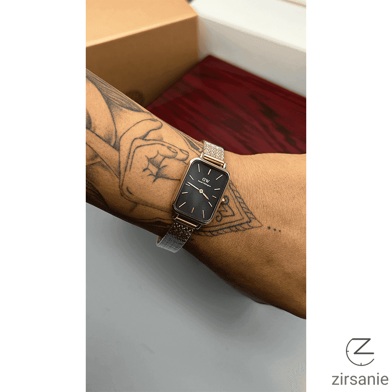 ساعت مچی زنانه دنیل ولینگتون Daniel Wellington Quadro Pressed Black Rosegold — تصویر ۹