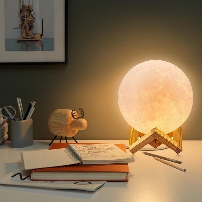 چراغ خواب طرح کره ماه سایز بزرگ 16 سانتی مدل 3D Moon — تصویر ۱۲