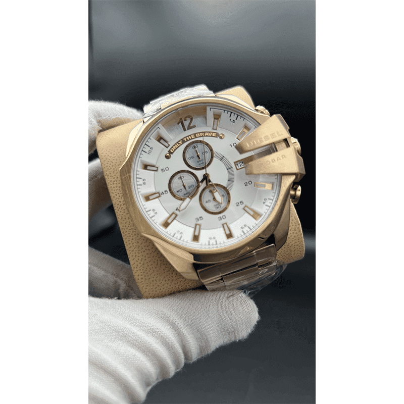 ساعت مچی مردانه دیزل شاخدار Diesel Mega Chief Rosegold White Screen — تصویر ۵