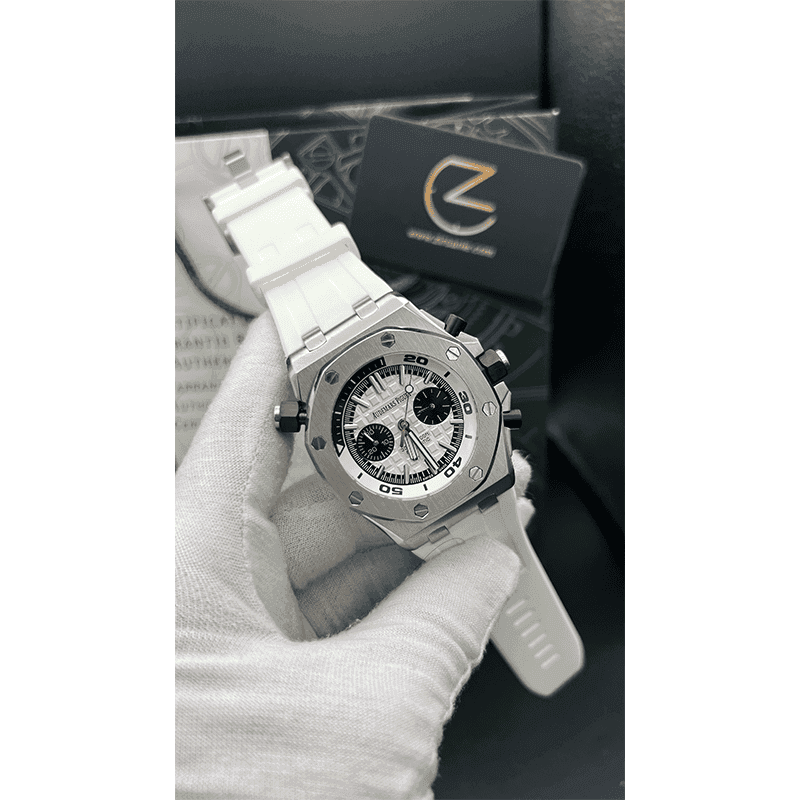 ساعت مچی مردانه اودمار پیگه افشور Audemars Piguet OffShore Chronograph Silver White — تصویر ۳