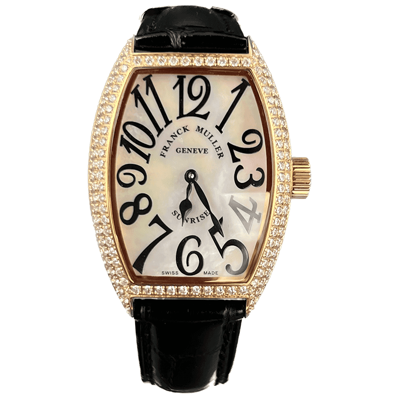 ساعت مچی زنانه فرانک مولر طلایی صفحه رفلکس دور نگین Franck Muller Golden Reflex Diamonds