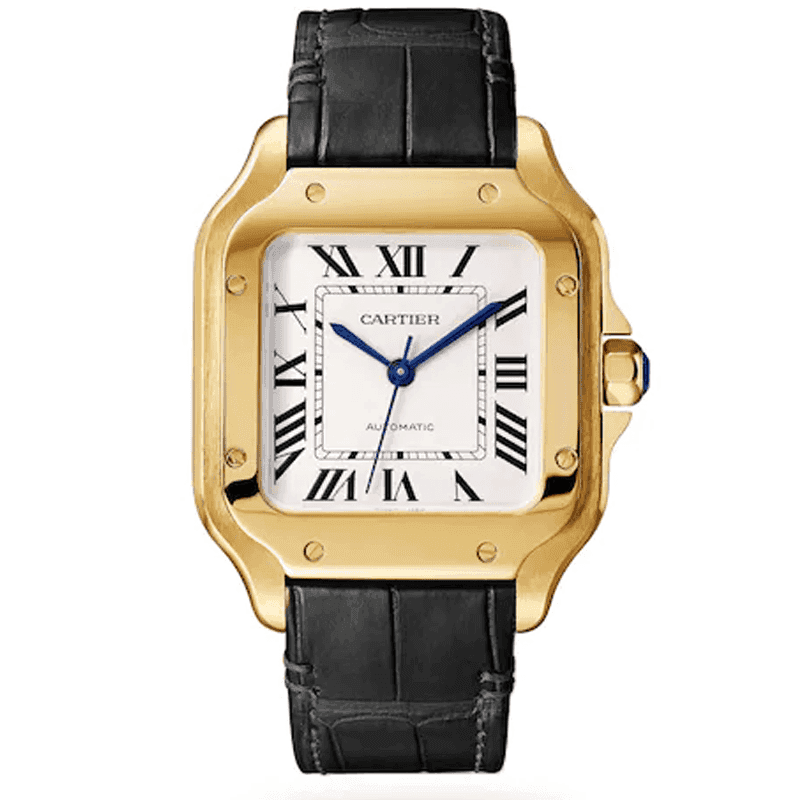 ساعت مچی کارتیر سانتوز (تک و ست) طلایی صفحه سفید Cartier Santos Golden White Screen