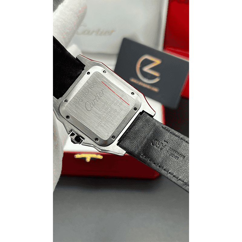 ساعت مچی کارتیر سانتوز (تک و ست) سیلور صفحه مشکی Cartier Santos Silver White Screen — تصویر ۵