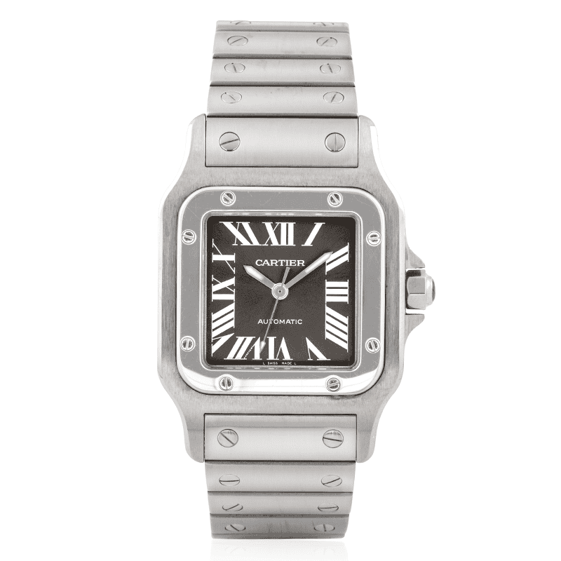 ساعت مچی مردانه کارتیر سانتوز سیلور صفحه مشکی Cartier Santos Silver Black Screen