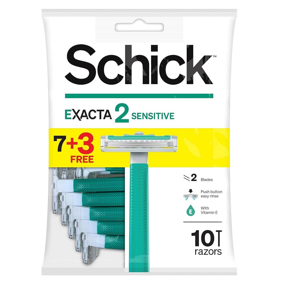 تیغ اصلاح 2 لبه شیک Schick exacta2 sensitive بسته 10 عددی