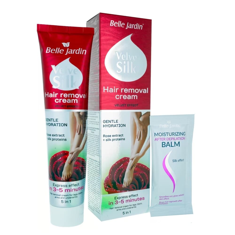 کرم موبر بل جاردین Belle Jardin Hair removal cream VELVE Silk GENTLE HYDRATION حجم 125 میل