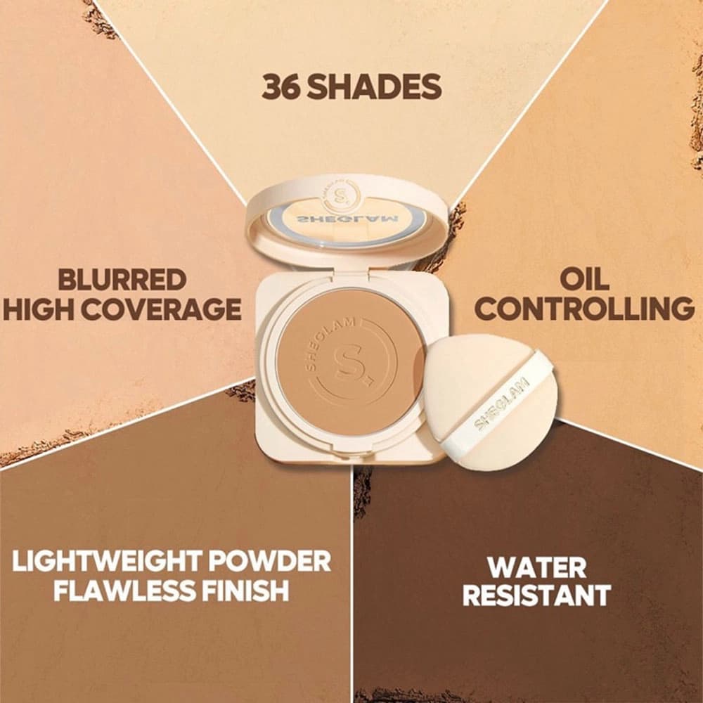پنکک فشرده مات شیگلم حاوی جوجوبا و کره شی باتر SHEGLAM SKIN FOCUS رنگ SAND — تصویر ۳