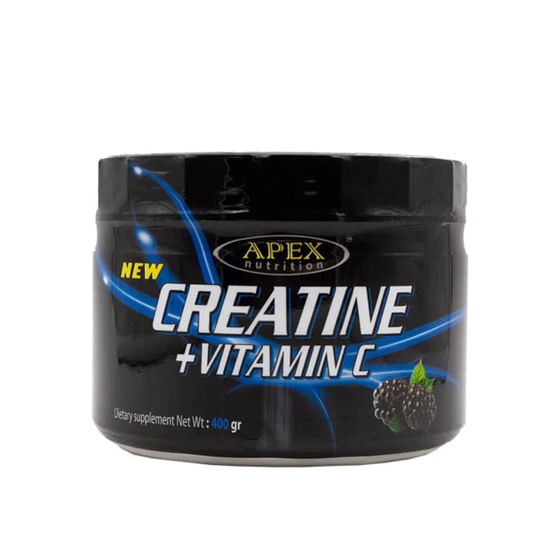 پودر عضله سازی کراتین + ویتامین سی برند اپکس ۴۰۰ گرم با طعم تمشک Apex Creatine + Vitamin C 400 g