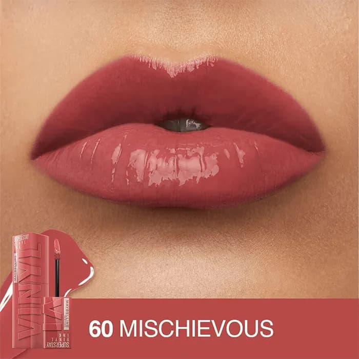 رژ لب مایع براق سوپر استی میبلین Mischievous 60 — تصویر ۳
