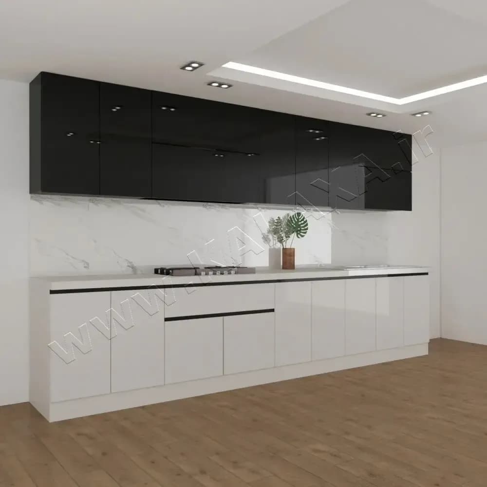 کابینت آماده هایگلاس ترک ۴ متری دستگیره مخفی