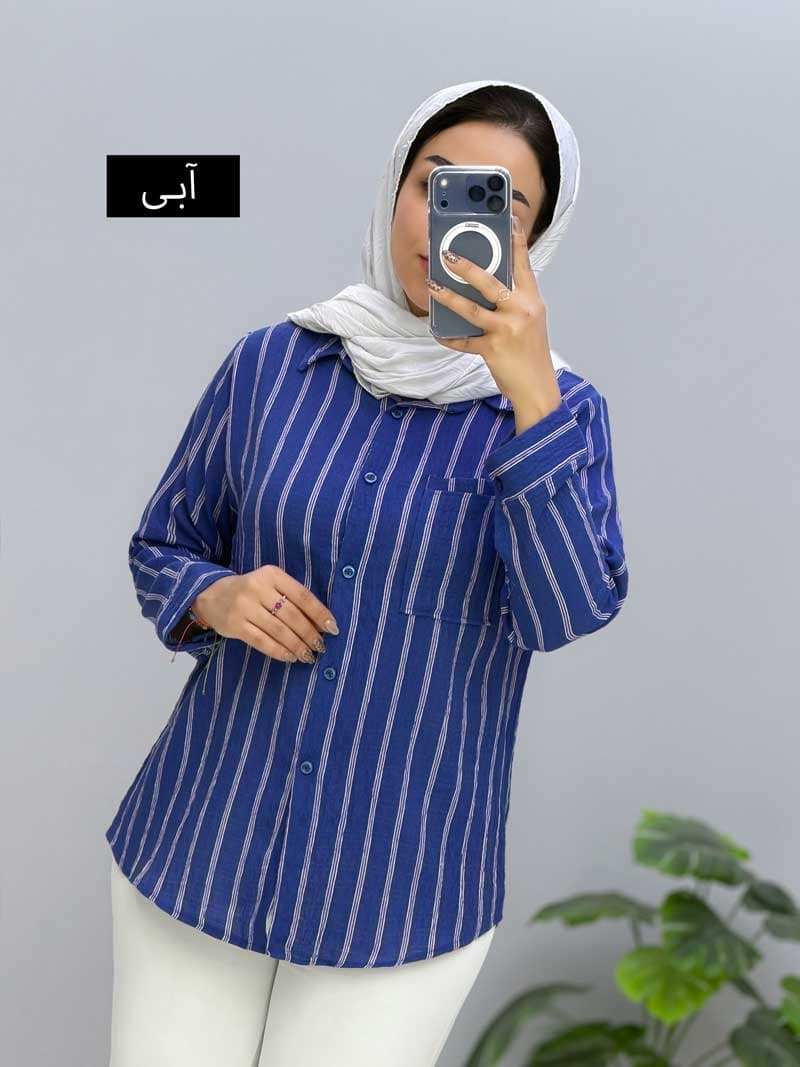 شومیز یقه مردانه نخی ریماه کد 333107