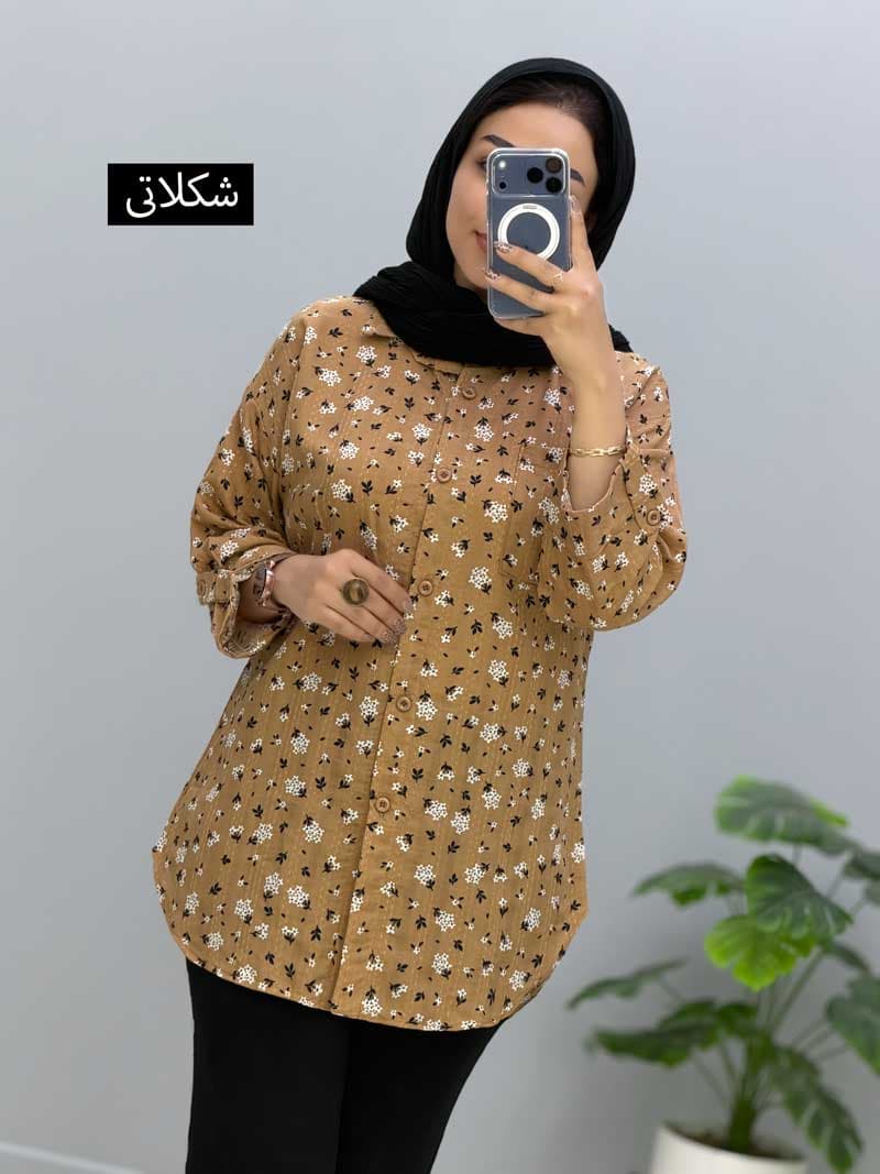 مانتو یقه مردانه لاریس نسا کد 10641626 — تصویر ۲