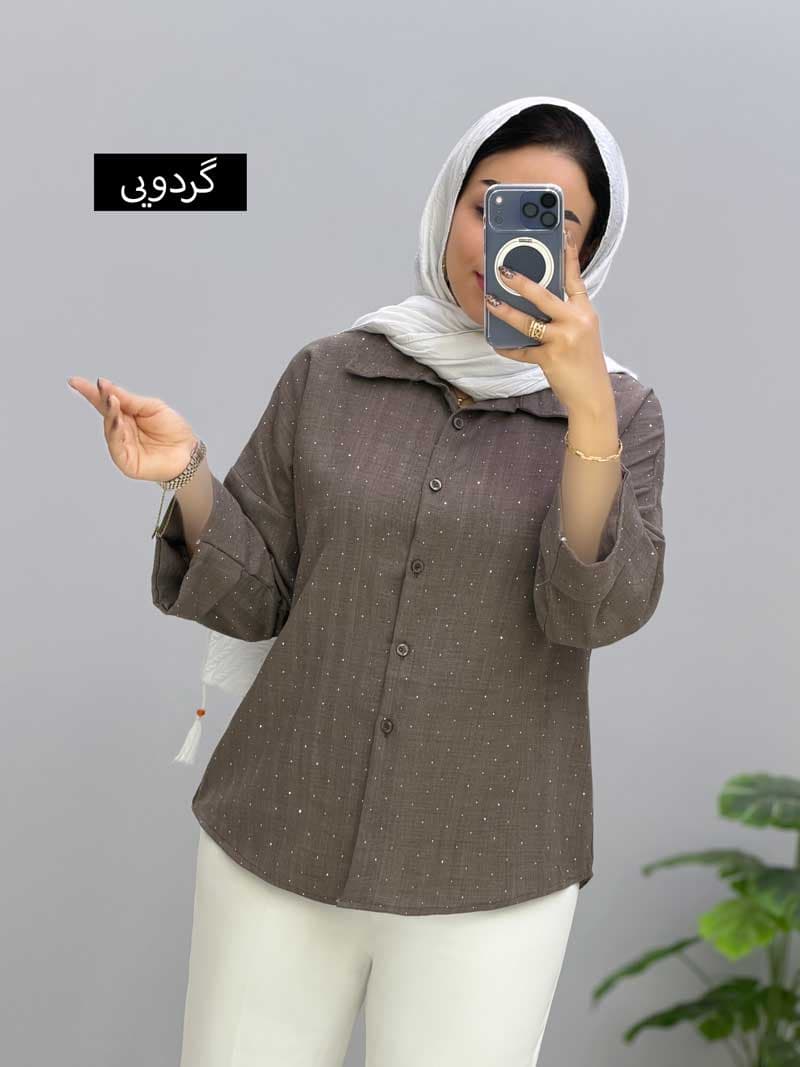 شومیز یقه مردانه شانتون نگین کد 3441241 — تصویر ۲