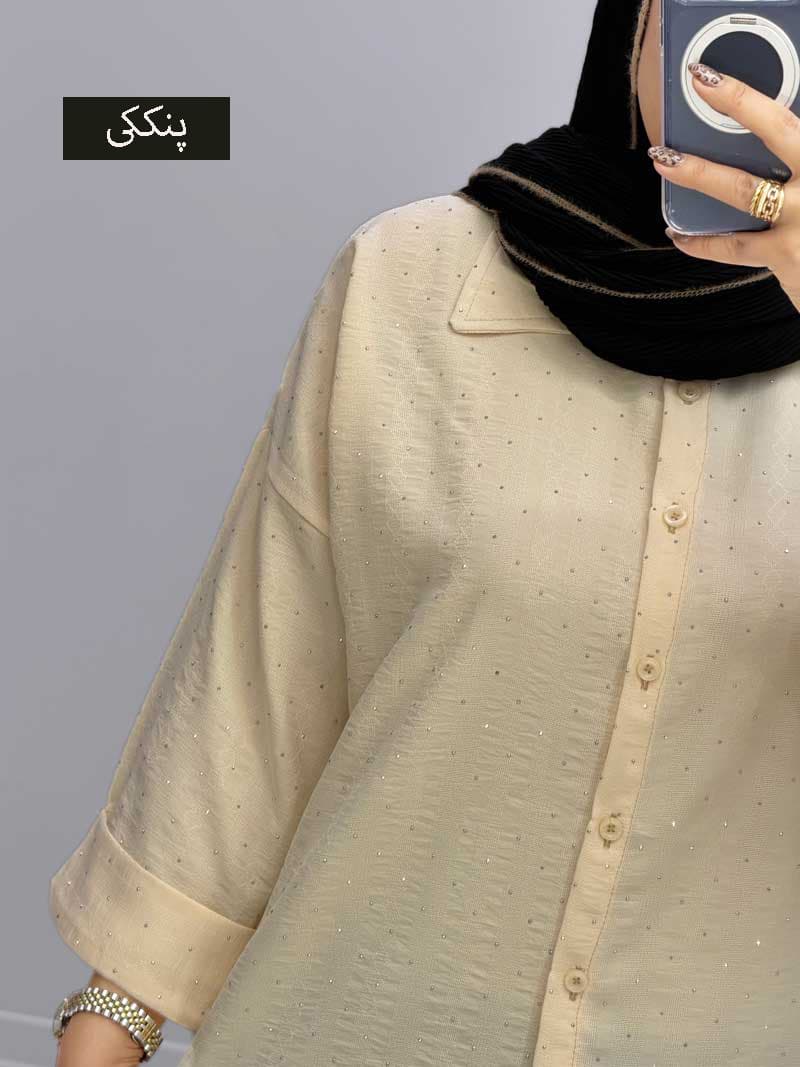 شومیز یقه مردانه شانتون نگین کد 3441241 — تصویر ۷