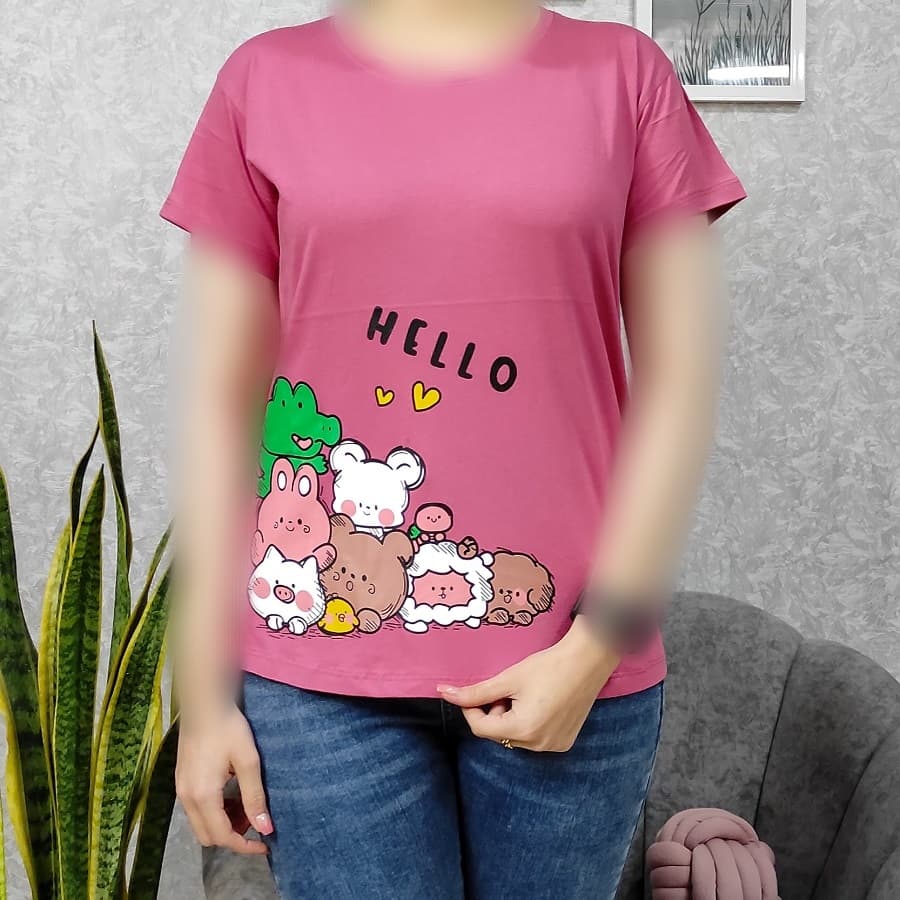 تیشرت زنانه چاپی طرح HELLO