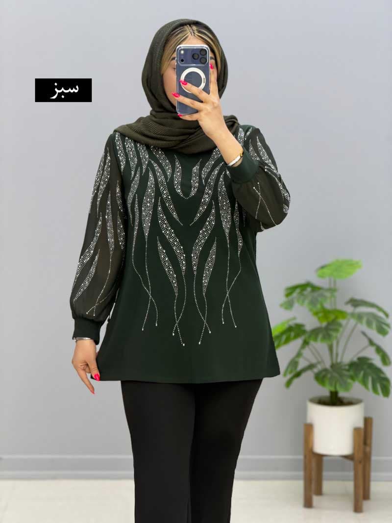بلوز یقه گرد کرپ مهرانا کد205621