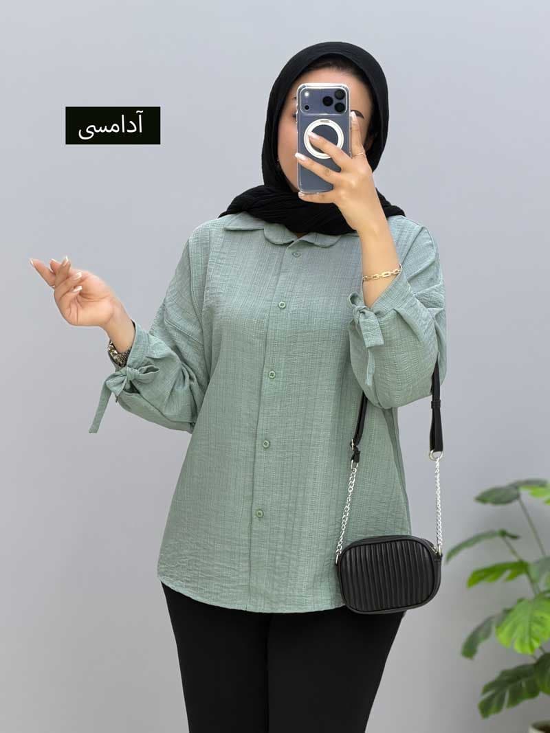 شومیز یقه مردانه شانتون سیال کد 974714