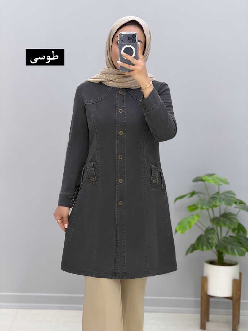 مانتو 2جیب کتان برنا کد 452570