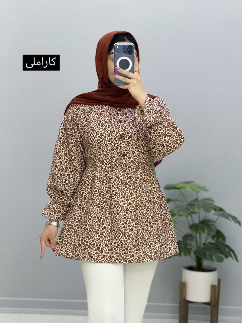 شومیز یقه گرد کرپ بهاران کد 3298134 — تصویر ۸