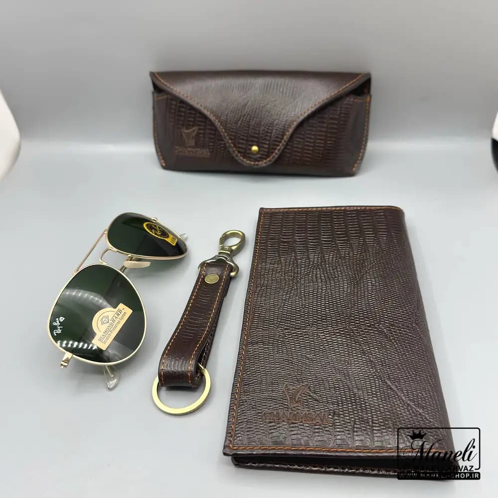 ست چرم و عینک Ray-Ban چهارتکه چرمسال | چرم طبیعی قهوه ای 14040524 — تصویر ۶