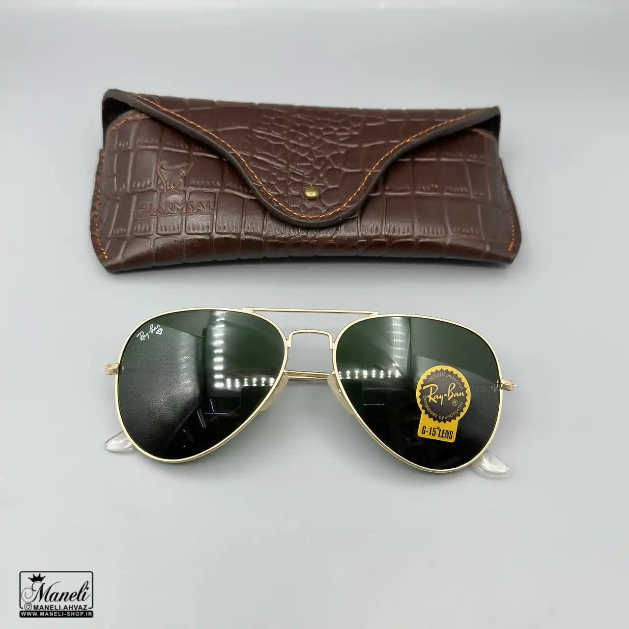ست هدیه ای چرم و عینک Ray-Ban چرمسال | چرم طبیعی قهوه ای 14040521 — تصویر ۲