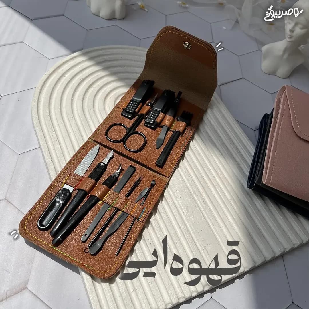 ست مانیکور و پدیکور ناخن ۱۲ تیکه کیف چرمی — تصویر ۲