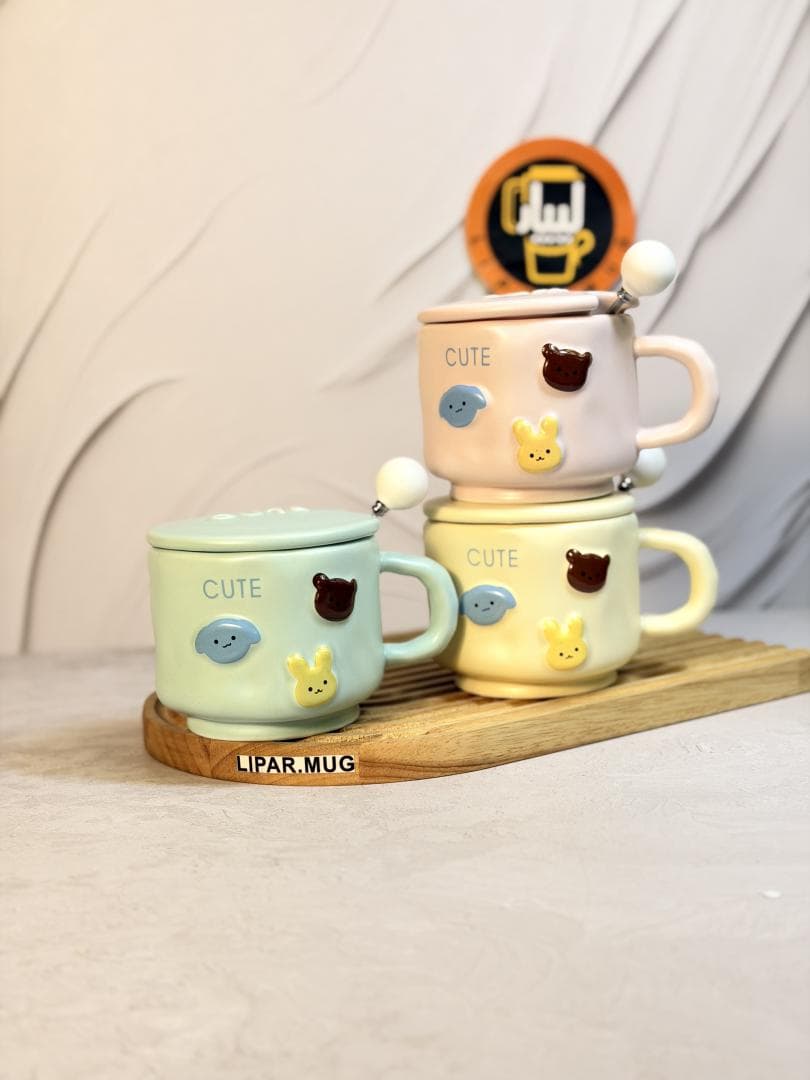 ماگ قاشق توپی حیوانات برجسته کد 7617 — تصویر ۶