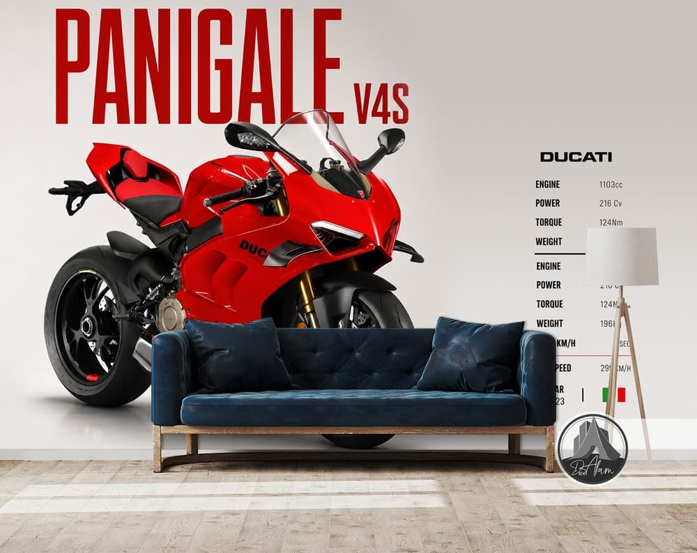 پوستر دیواری موتور سنگین دوکاتی Panigale V4S کد DA-4035 مناسب اتاق جوان — تصویر ۳
