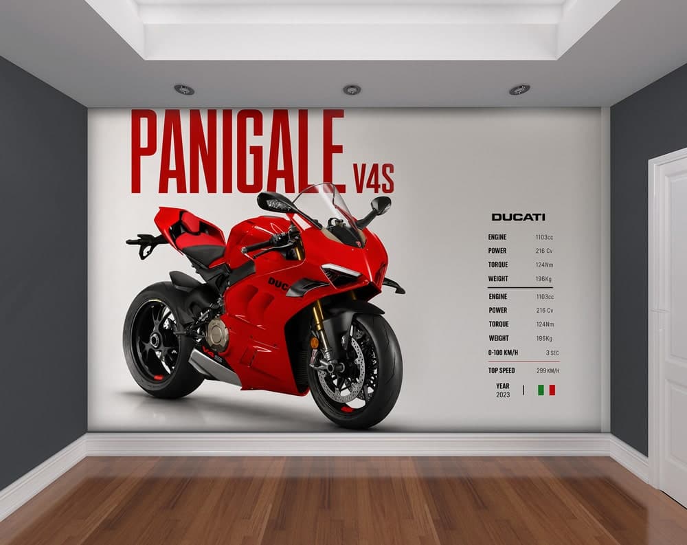 پوستر دیواری موتور سنگین دوکاتی Panigale V4S کد DA-4035 مناسب اتاق جوان — تصویر ۲
