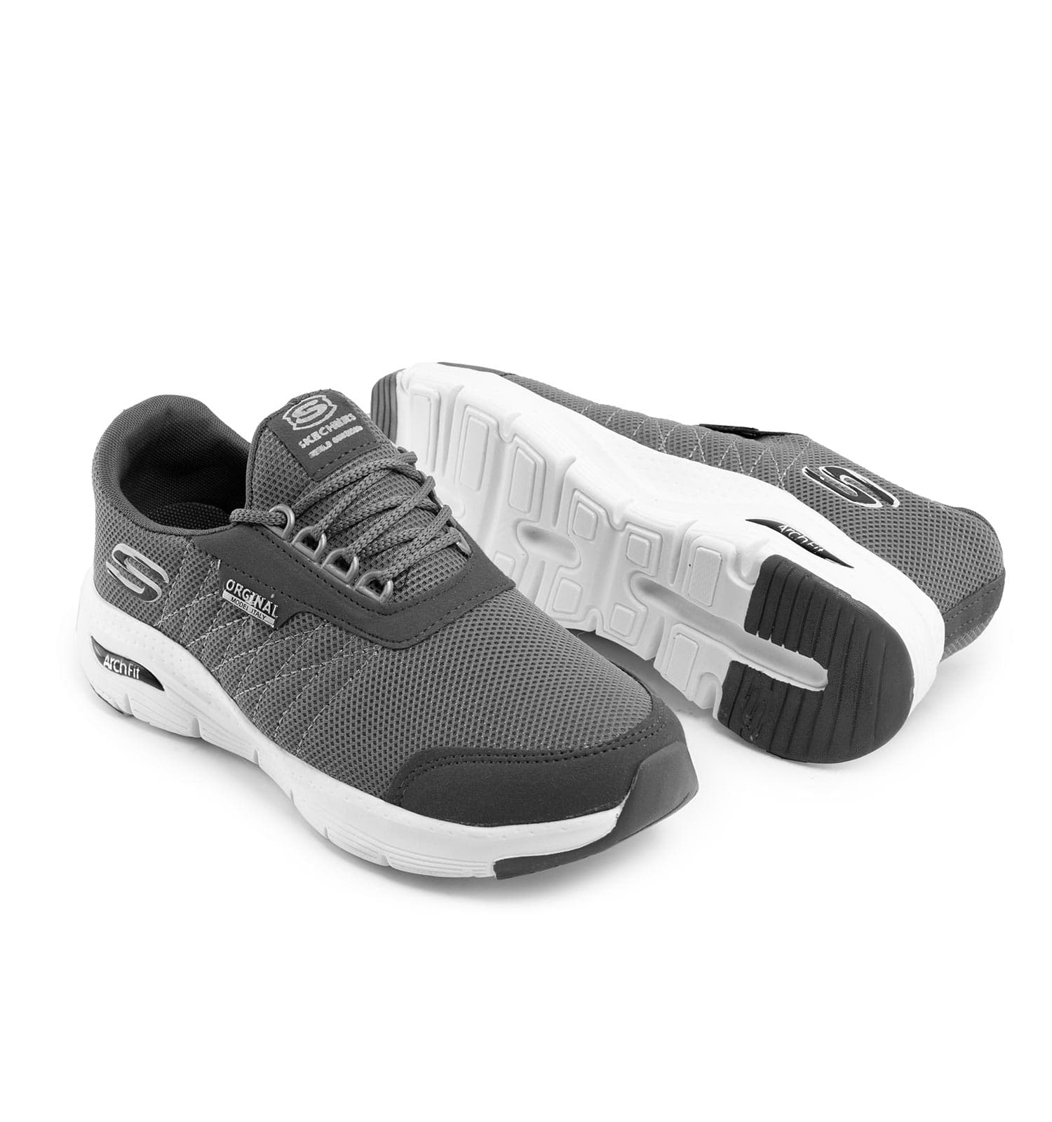 کفش مردانه اسپرت بافت طوسی Skechers کد 42674 — تصویر ۲