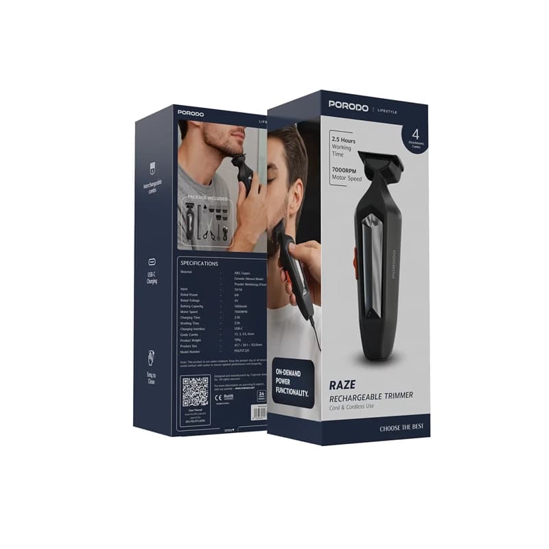 ماشین اصلاح پرودو Porodo Raze Lifestyle PDLFSTJ20BK — تصویر ۳