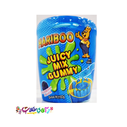 پاستیل با مایع ترش بلوبری قوطی هاریبو Hariboo